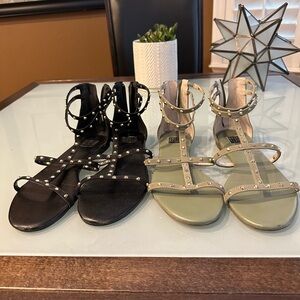 White House Black Market Black and Tan Sandals